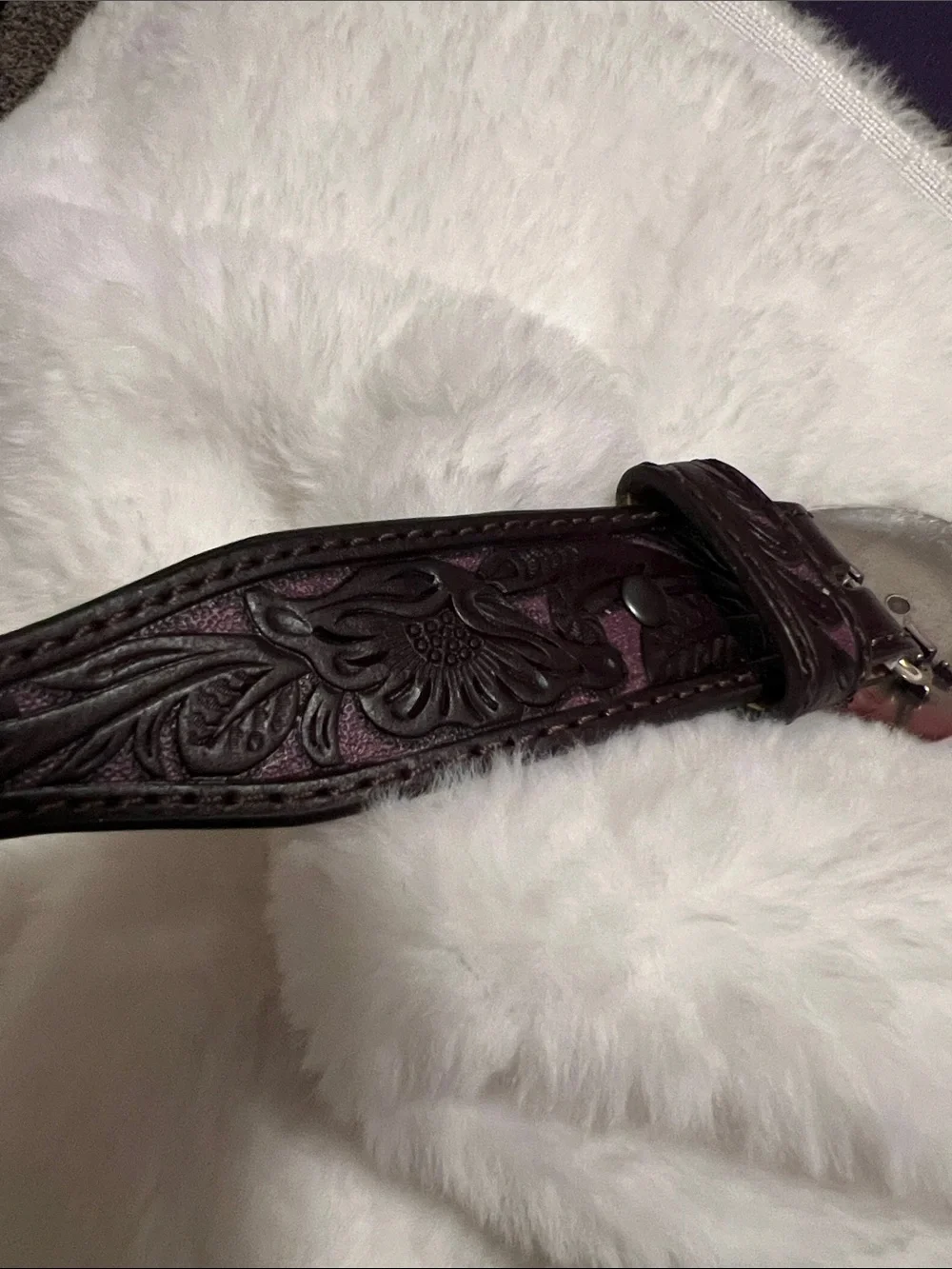 Girls Ariat belt with Pink Rhinestone Nocona Buckle